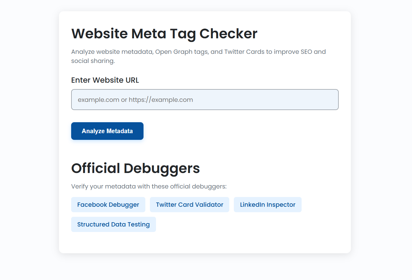 Meta Tag Checker Tool Preview